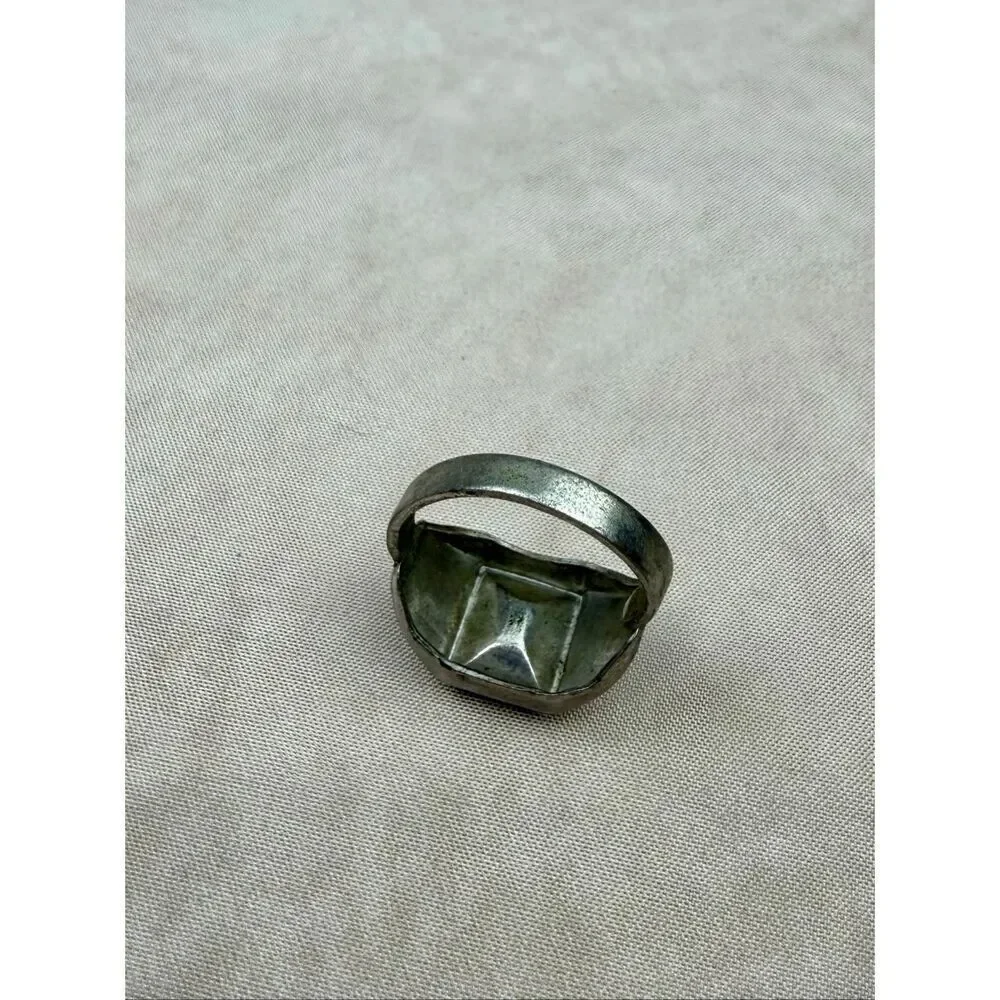 Vintage Art Deco Intaglio Hematite Ring Roman Soldier